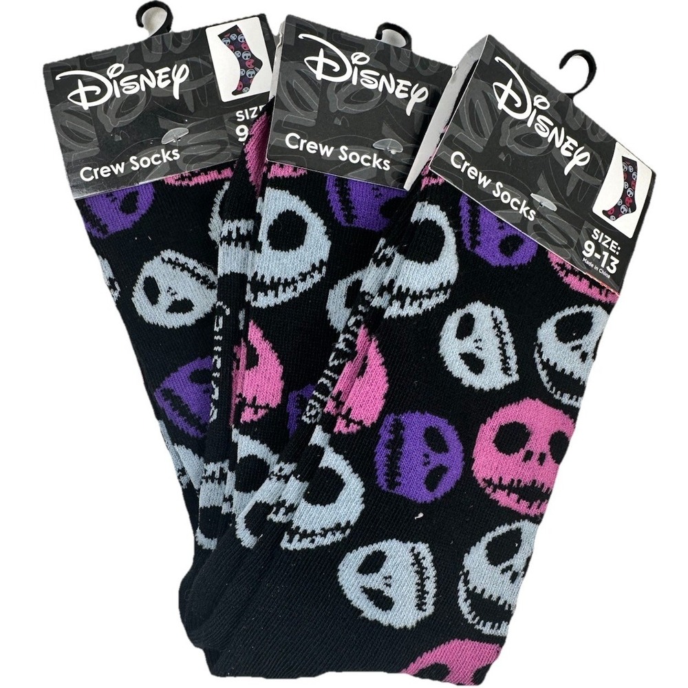 Disney Nightmare Before Christmas Socks Bundle 3 Pairs Jack Skellington Skull